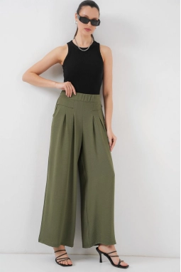 Geniş Paça Pileli Pantolon 6718 - Haki