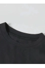 Baskılı Oversize Bisiklet Yaka T-shirt - Siyah