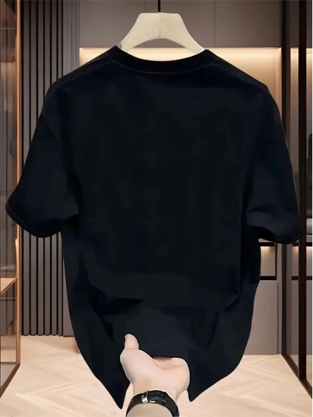 Baskılı Oversize Bisiklet Yaka T-shirt - Siyah
