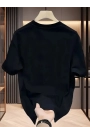 Baskılı Oversize Bisiklet Yaka T-shirt - Siyah