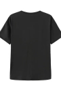 Baskılı Oversize Bisiklet Yaka T-shirt - Siyah