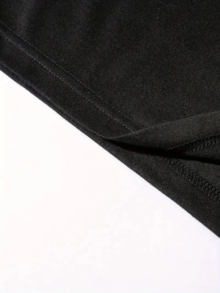 Baskılı Oversize Bisiklet Yaka T-shirt - Siyah
