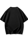 Baskılı Oversize Bisiklet Yaka T-shirt - Siyah
