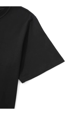 Baskılı Oversize Bisiklet Yaka T-shirt - Siyah
