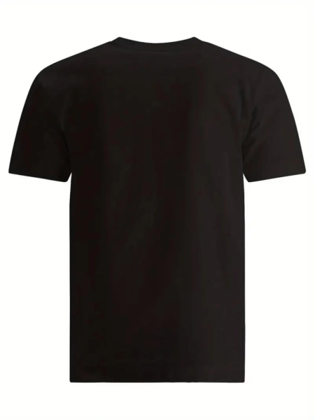 Baskılı Oversize Bisiklet Yaka T-shirt - Siyah