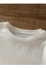 Baskılı Oversize Bisiklet Yaka T-shirt - Beyaz