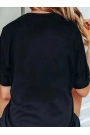 Baskılı Oversize Bisiklet Yaka T-shirt - Siyah