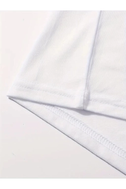 Baskılı Oversize Bisiklet Yaka T-shirt - Beyaz