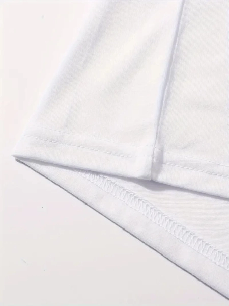 Baskılı Oversize Bisiklet Yaka T-shirt - Beyaz