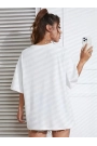 Baskılı Oversize Bisiklet Yaka T-shirt - Beyaz