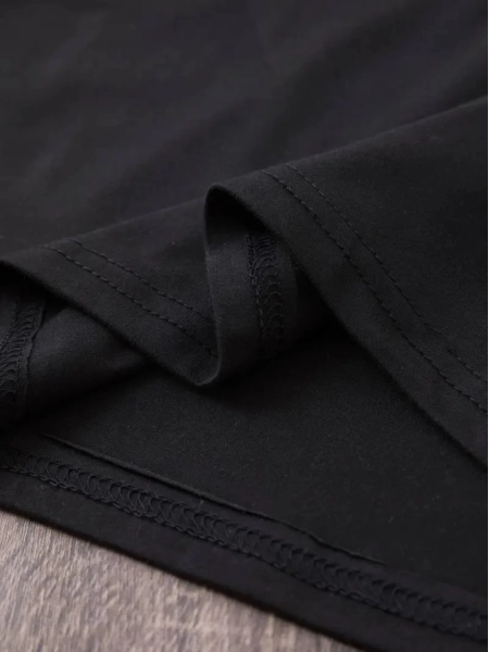 Baskılı Oversize Bisiklet Yaka T-shirt - Siyah