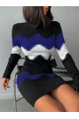 Kadın Uzun Kollu Zigzag Desen Triko Elbise