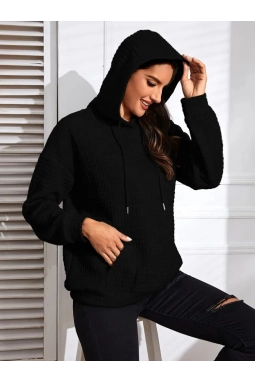 Kadın Uzun Kollu Kapşonlu Bağcıklı Cepli Capitone Sweatshirt