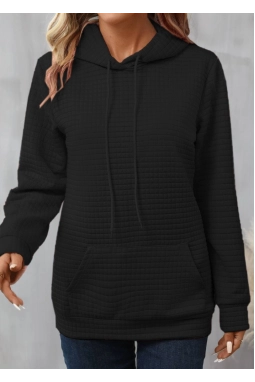 Kadın Uzun Kollu Kapşonlu Bağcıklı Cepli Capitone Sweatshirt