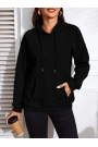 Kadın Uzun Kollu Kapşonlu Bağcıklı Cepli Capitone Sweatshirt