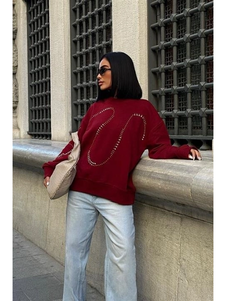Gümüş Taşlı Sweatshirt 8052