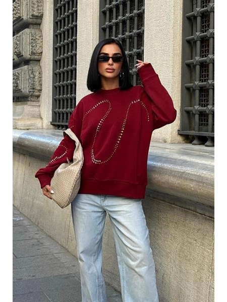 Gümüş Taşlı Sweatshirt 8052