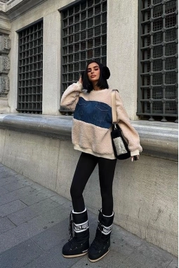 Göğsü Denim Garnili Sweatshirt 3402