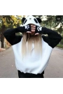 Kadın Panda üç Iplik Kumaş Kapüşonlu Polar Sweat 65 Cm