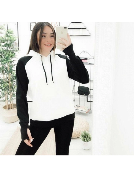 Kadın Panda üç Iplik Kumaş Kapüşonlu Polar Sweat 65 Cm
