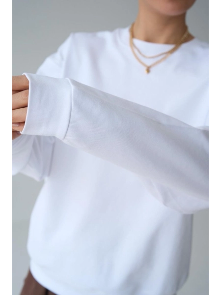 Düz SweatShirt - Beyaz