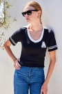 4320 Polo Yaka Basic Triko Bluz - Siyah