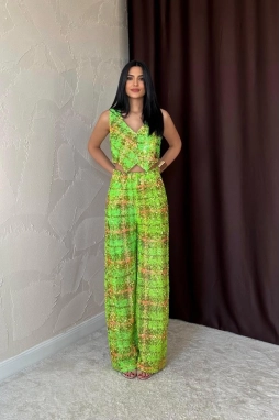 Yeşil Pullu Yelek Ve Pantolon Takım