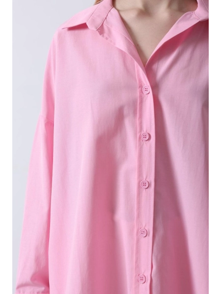 Geniş Manşet Detaylı Gömlek - Şeker Pembe