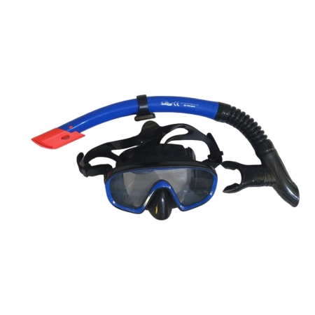 SİLKON MASKE SNORKEL SET SİYAH / MAVİ