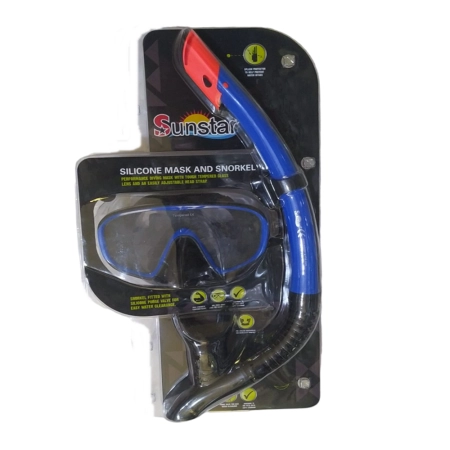 SİLKON MASKE SNORKEL SET SİYAH / MAVİ
