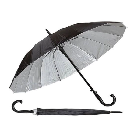 Siyah Erkek Baston Şemsiye 16 TELLİ