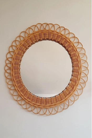 Bambu Duvar Aynası - Dış çapı 58cm x iç çapı 35cm .