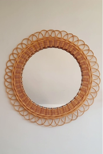 Bambu Duvar Aynası - Dış çapı 58cm x iç çapı 35cm .