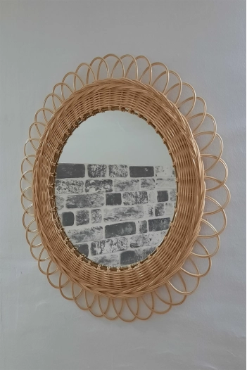 Bambu Duvar Aynası - Dış çapı 58cm x iç çapı 35cm .