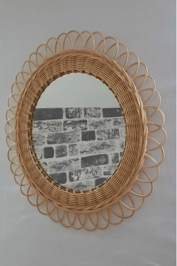 Bambu Duvar Aynası - Dış çapı 58cm x iç çapı 35cm .