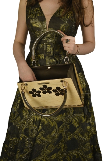 Miss Moray Özel Tasarım Yeşil El Çantası ( Huş Ağacı )-SNYPLYWOODSP4