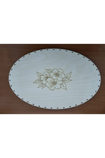Oval Tepsi Tabanı Çiçek Desenli( 38cm X 28cm )