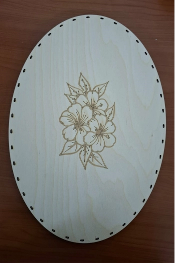 Oval Tepsi Tabanı Çiçek Desenli( 38cm X 28cm )