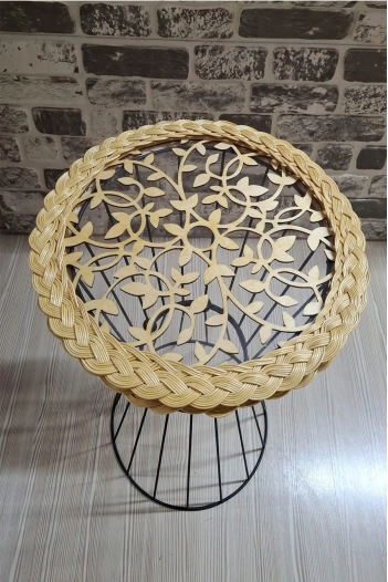 BAMBU-RATTAN RETRO AHŞAP DESENLİ SEHPA