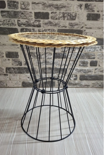 BAMBU-RATTAN RETRO AHŞAP DESENLİ SEHPA