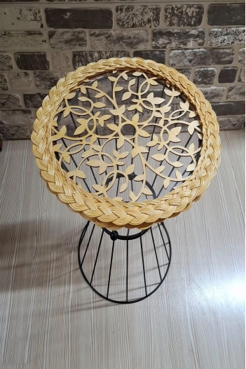 BAMBU-RATTAN RETRO AHŞAP DESENLİ SEHPA