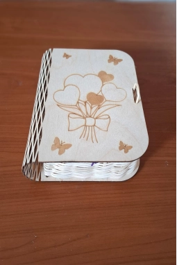 Ahşap Kalpli Hediye Kutusu Tabanı ( 36X21 cm )