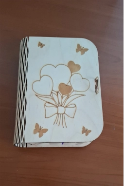 Ahşap Kalpli Hediye Kutusu Tabanı ( 36X21 cm )