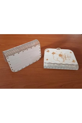 Ahşap Kalpli Hediye Kutusu Tabanı ( 36X21 cm )