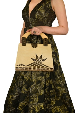 Miss Moray Özel Tasarım Biyeli Yeşil El Çantası ( Huş Ağacı )-SNYPLYWOODSP9