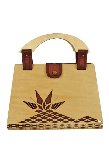 Miss Moray Özel Tasarım Biyeli Bordo El Çantası + Bir Çift Küpe ( Huş Ağaçı )-SNYPLYWOODSP5