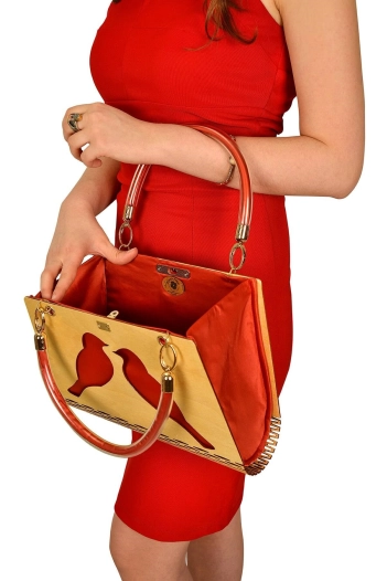 Miss Moray Özel Tasarım Nar Çiçeği El Çantası ( Huş Ağacı )-SNYPLYWOODSP2