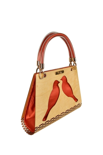 Miss Moray Özel Tasarım Nar Çiçeği El Çantası ( Huş Ağacı )-SNYPLYWOODSP2