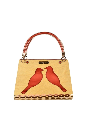 Miss Moray Özel Tasarım Nar Çiçeği El Çantası ( Huş Ağacı )-SNYPLYWOODSP2