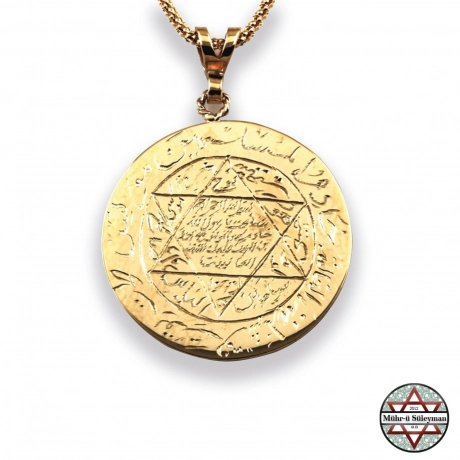 Tamamı EL Yazması Mührü Süleyman 14 AYAR ALTIN Kolye
